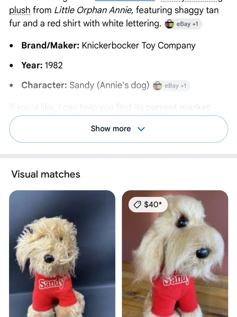 Sandy from Annie Red Plush Dog Toy Shirt - Knickerbocker Brand
